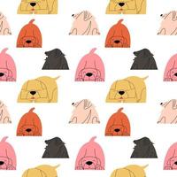 padrão perfeito com cães emocionais ativos bonitos abstratos. ilustração vetorial em estilo simples vetor
