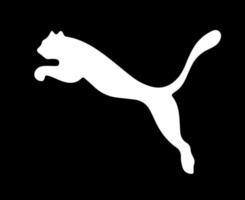 puma logotipo símbolo branco design de roupas ícone abstrato futebol ilustração vetorial com fundo preto vetor