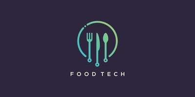 design de logotipo de tecnologia de alimentos com vetor premium de conceito criativo