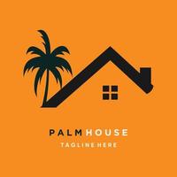 logotipo da casa com conceito de palmeira premium vetor premium