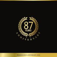 aniversário de logotipo de luxo 87 anos usado para hotel, spa, restaurante, vip, moda e identidade de marca premium. vetor