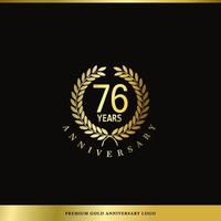 aniversário de logotipo de luxo 76 anos usado para hotel, spa, restaurante, vip, moda e identidade de marca premium. vetor