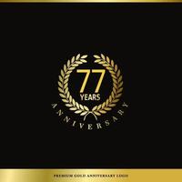 aniversário de logotipo de luxo 77 anos usado para hotel, spa, restaurante, vip, moda e identidade de marca premium. vetor