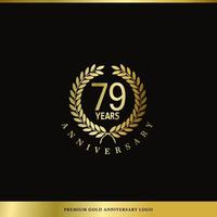 aniversário de logotipo de luxo 79 anos usado para hotel, spa, restaurante, vip, moda e identidade de marca premium. vetor