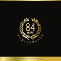 aniversário de logotipo de luxo 84 anos usado para hotel, spa, restaurante, vip, moda e identidade de marca premium. vetor