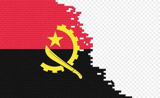 bandeira de angola na parede de tijolos quebrados. campo de bandeira vazio de outro país. comparação do país. edição fácil e vetor em grupos.