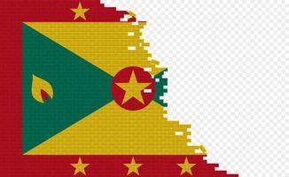 bandeira de granada na parede de tijolos quebrados. campo de bandeira vazio de outro país. comparação do país. edição fácil e vetor em grupos.