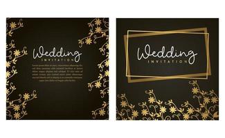 cartão de convite de casamento dourado. cartão de convite com conceito de luxo, maquetes douradas. vetor
