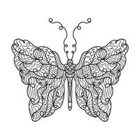 ilustração de uma borboleta. padrão de arte doodle. página para colorir anti-stress para adulto vetor