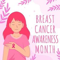 ilustração do mês de conscientização do câncer de mama plana vetor