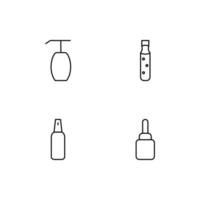 elementos monocromáticos perfeitos para anúncios, lojas, design etc. curso editável. ícone de linha vetorial definido com símbolos de garrafas para sabonete líquido, gel, espuma etc vetor