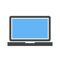 ícone azul e preto do glifo do laptop vetor