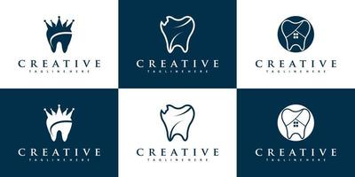 conceito de logotipo dental com vetor premium de estilo único e criativo