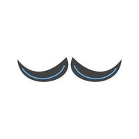 ícone de glifo de bigode azul e preto vetor