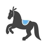 cavalo realizando glifo ícone azul e preto vetor