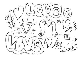 conjunto de amor. desenho à mão. estilo doodle. para seu projeto. vetor