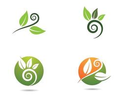 frondosos logotipos de ecologia verde e laranja vetor