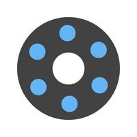ícone de glifo de bobina azul e preto vetor