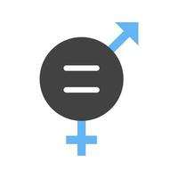 ícone azul e preto do glifo de igualdade de gênero vetor