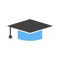 chapéu de pós-graduação glifo ícone azul e preto vetor