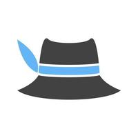 ícone de glifo de chapéu de mulher azul e preto vetor