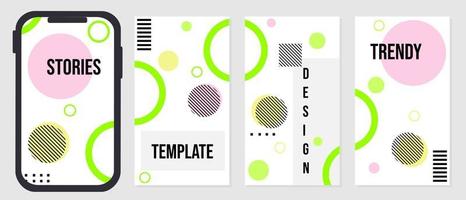 conjunto de designs de histórias de mídia social minimalistas e modernos. postagem de fundo branco verde vetor