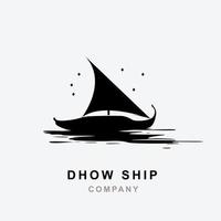 silhueta de design de logotipo dhow, veleiro tradicional da ásia, áfrica vetor