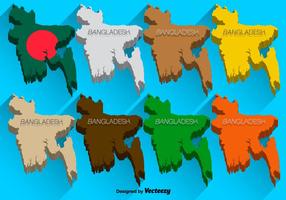 Conjunto 3D de Ícones 3D do Mapa de Bangladesh vetor