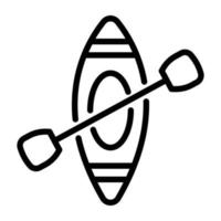 um ícone linear personalizável de canoa vetor