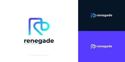 abstrato r e d logotipo inicial com conceito de linha conectada. rd design de logotipo em estilo gradiente azul vetor