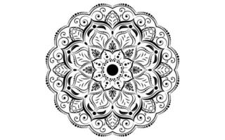 padrão circular mandala preto e branco flor vetor