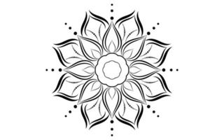 padrão de mandala simples floral preto e branco vetor