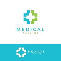logotipo de sinal médico usando um sinal de adição simples e moderno, logotipo para médico, farmácia, farmácia, hospital.com ilustração vetorial de modelo. vetor