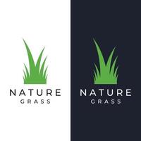 grama verde natural, prado e logotipo de elemento de grama cortada no modelo de design de logotipo de vetor de primavera.