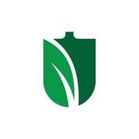 design de logotipo de fazenda de jardim de pá de folha de natureza vetor