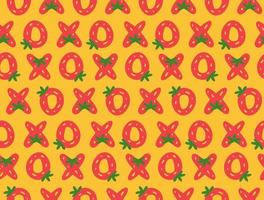 xoxo letras de morango sem costura padrão, padrão colorido de dia dos namorados, bagas em forma de cruz e ilustração vetorial zero vetor
