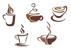 símbolos e ícones de café e chá vetor