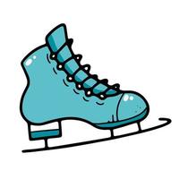 patins azuis com patins estilo doodle preto. vetor