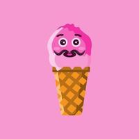 vetor de sorvete de pai bigodudo com sorvete rosa em fundo rosa