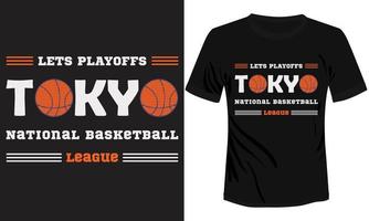Let's playoffs tokyo design de camiseta da liga nacional de basquete vetor