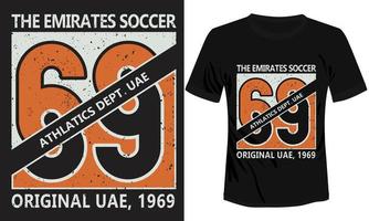 design de camiseta original do futebol dos emirados em 1969 vetor