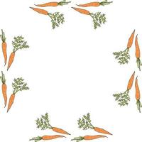 moldura quadrada com belas cenouras horizontais. grinalda isolada no fundo branco para seu projeto vetor