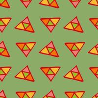 padrão abstrato com elementos decorativos doodle multicoloridos em fundo verde discreto para tecido, têxtil, roupas, toalha de mesa e outras coisas. imagem vetorial. vetor