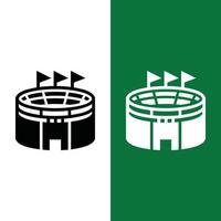 logotipo do ícone do estádio de futebol ou futebol no estilo glifo vetor