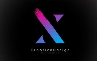 x design de logotipo de letra com pincelada roxa rosa criativa. vetor
