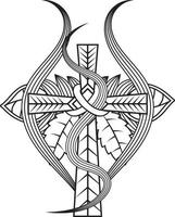 jesus cruz em design floral, cruz cristã católica vetor