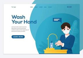 lavar a página de destino da proteção contra coronavírus da mão