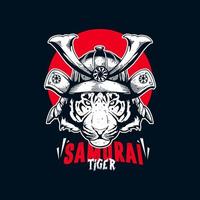 arte de samurai com cara de tigre vetor