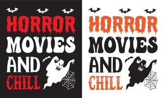 filmes de terror e design vetorial de camiseta de halloween frio vetor