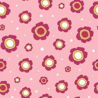 padrão perfeito de flores cor de rosa fofos em estilo desenhado à mão vetor